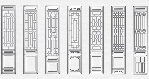 天河常用中式仿古花窗图案隔断设计图